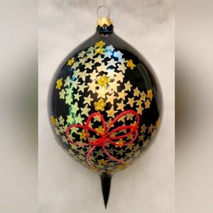Christopher Radko 'Midnight Diamond' Black and Gold Star Holiday Glasss.Ornament